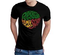 OM3® Reggae T-Shirt | Herren | Rastafari Spruch Statement Quote Musik Jamaika My Soul | Schwarz, 4XL