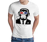 OM3® Retro 3D Movie Monkey T-Shirt - Herren - Ape AFFE Kino Film TV - Weiß, S