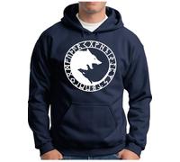 OM3® Runen-Yin-Yang-Wölfe Hoodie - Herren - Vikings Odin's Wolves Wikinger Symbol Geri und Freki Warrior - Kapuzen-Pullover Navy, M