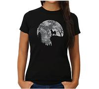 OM3® Shiba Inu T-Shirt | Damen | Full Moon Dog Shiba-Inu | Schwarz, XXL