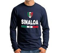 OM3® Sinaloa Langarm Shirt - Herren - Mexico Mexiko Flagge Nationalfarben - Navy, XL