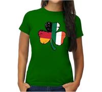 OM3® St. Patrick's Day T-Shirt - Damen - Deutschland Irland Kleeblatt Clover Shamrock - L, Grün