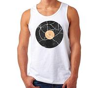 OM3® Vinyl Record Disc LP Tank Top Shirt - Herren - Classic Retro Audio DJ Music - Weiß, XL