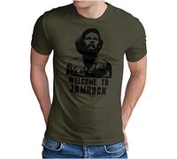 OM3® Welcome to Jamrock T-Shirt - Herren - Jamaika Rastafari Rasta Reggae - Oliv, 3XL