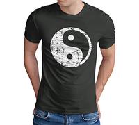 OM3® Yin and Yang Symbol T-Shirt - Herren - Logo Feng Shui Qi Gong Wushu - Dark Grey, L