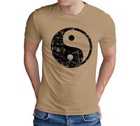 OM3® Yin and Yang Symbol T-Shirt - Herren - Logo Feng Shui Qi Gong Wushu - Khaki, M