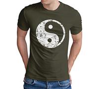 OM3® Yin and Yang Symbol T-Shirt - Herren - Logo Feng Shui Qi Gong Wushu - Oliv, L