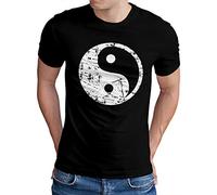 OM3® Yin and Yang Symbol T-Shirt - Herren - Logo Feng Shui Qi Gong Wushu - Schwarz, XL
