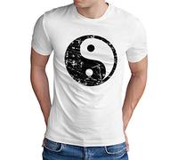 OM3® Yin and Yang Symbol T-Shirt - Herren - Logo Feng Shui Qi Gong Wushu - Weiß, L