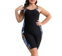 OMEWEE Badeanzug Groe Gren fr Damen Bademode mit Bein fr mollige Frauen Sexy Bikini mit Druck Schwimmanzug Badeanzug Damen Sport blau 1XL