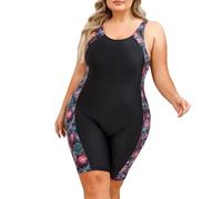OMEWEE Badeanzug Groe Gren fr Damen Bademode mit Bein fr mollige Frauen Sexy Bikini mit Druck Schwimmanzug Badeanzug Damen Sport Feuerwerk 4XL