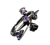 omiinitio Einzigartige Verstellbare Ringe Mit Kreuzen Und Blumenmustern Aus Robuster Legierung Mit Lavendelkristallen Als Verstellbarer Gothic Schmuck