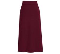 OMZIN Damen Basic Elastischer Rippenstrickrock Einfarbig Bodycon Langer Hochtaillierter Rock Weinrot XXL