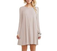 OMZIN Damen Sommerkleid Strandkleid Ausgestelltes Kleid Midi Kleid Khaki S