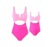 OMZIN Family Matching Sommer Monokini Damen Und Mädchen Badeanzug Farbe Block Mama Und Mir Bademode Sets Rosa 4-5Y