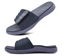 ONCAI Blau Dusch Badelatschen Herren mit Klettverschluss Offener Zeh Sports Badesandalen Sommer Freizeit Sandalen Hausschuhe Weich Gummifußbett Pantoletten Größe 47