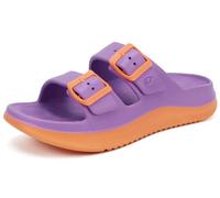 ONCAI Damen Sandalen 2026 Pantoletten Verstellbarem Riemenverschluss Outdoor Sport Athletic Slides Offenen Zehen und Dicker Polsterung Athletischen Komfortablen Gummisohlen Lila/Orange Größe EU36