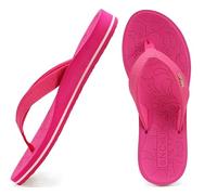 ONCAI Damen Zehentrenner Sommer Sport Flip Flops Schwimmbad Strand Plattform Sandalen Badelatschen Gummifußbett Kräftiges Pink Größe 38