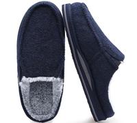 ONCAI Hausschuhe Herren Komfort Pantoffeln Plüsch Streifen Hüttenschuhe Wärme Cord Flauschig Slipper mit Memory Foam Kariert Rutschfest Gummisohle Größe 40-50