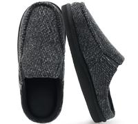 ONCAI Hausschuhe Herren Komfort Pantoffeln Plüsch Streifen Hüttenschuhe Wärme Cord Flauschig Slipper mit Memory Foam Kariert Rutschfest Gummisohle Größe 40-50
