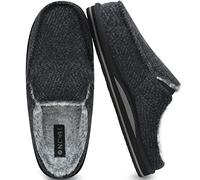 ONCAI Hausschuhe Herren Komfort Pantoffeln Plüsch Streifen Hüttenschuhe Wärme Cord Flauschig Slipper mit Memory Foam Kariert Rutschfest Gummisohle Größe 40-50
