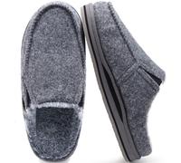ONCAI Hausschuhe Herren Komfort Pantoffeln Plüsch Streifen Hüttenschuhe Wärme Cord Flauschig Slipper mit Memory Foam Kariert Rutschfest Gummisohle Größe 40-50