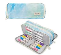 ONCCI Federmäppchen, Federtasche mit 3 Fächern Teenager Mädchen Mäppchen, Pencil Case für Schule und Büro (Meteor-Blau)