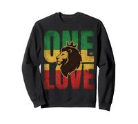 One Love Distressed Reggae Löwe mit Krone in Rasta-Farben Sweatshirt
