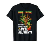 One Love Let's Get Together and Feel All Right Rasta-Design T-Shirt