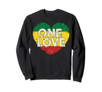 ONE Love Reggae-Kunstdruck in Rasta-Farben im Vintage-Stil mit Herzmuster Sweatshirt