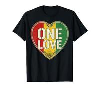 One Love Vintage Rastafari-Flagge Herz mit Löwe von Juda T-Shirt