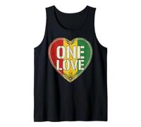 One Love Vintage Rastafari-Flagge Herz mit Löwe von Juda Tank Top