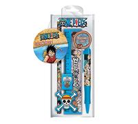 One Piece 5-teiliges Schreibwarenset mit Stift, Bleistift, Lineal, Bleistiftspitzer und Radiergummi - Offizielles Lizenzprodukt