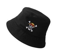 One Piece Bucket Hat Summer Anime Cap Travel Beach Sun Hat, Schwarz, Einheitsgröße