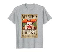 One Piece Buggy Pirates Wanted Poster Anime Alvida Alliance T-Shirt, Herren, Grau Meliert, 4XL