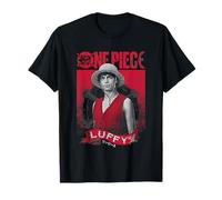 One Piece - Luffy Etched Portrait T-Shirt für One Piece Fans, Abenteuerlustige, Unisex Erwachsene, Schwarz, S
