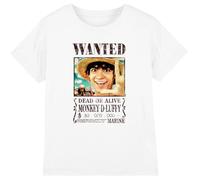One Piece Luffy Wanted Poster Kids T Shirt, White, 9-10 Years