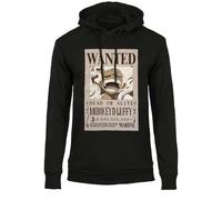 One Piece Luffy Wanted - Unisex-Kapuzenpullover aus Baumwolle, Regular Fit, für Herren & Jugendliche