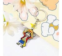 One Piece Monkey D Luffy Metall Emaille Schlüsselanhänger mit erhobenen Händen, Anime-Figur Schlüsselring, Rucksackanhänger, Cosplay-Geschenk für Fans