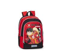 One Piece - Offizieller Schulrucksack One Piece, 2 große Fächer, 1 Fronttasche, 2 Seitentaschen aus Netz, gepolsterte Schultergurte, thermogeformte Rückseite und Boden, Reißverschluss, 32 x 43 x 23