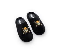 One Piece Schwarze Pantoletten mit Logo für Jungen | Cartoon-Hausschuhe für Kinder | Bequeme Hausschuhe | Perfekt zum Faulenzen Merch