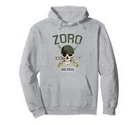 One Piece Strohhut Pirat Hunter Roronoa Zoro Logo Anime Pullover Hoodie, Unisex für Erwachsene, Grau Meliert, S