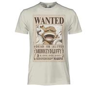 One Piece T-Shirt Luffy Wanted Poster, offizielles Unisex-T-Shirt, regulär, aus Baumwolle, für Erwachsene, Jungen, beige, X-Small
