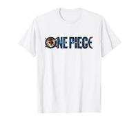 One Piece T-Shirt mit Logo - Weiß, Kurzarm, Unisex, Klein, Casual, Anime Fans, Jugendliche, Erwachsene