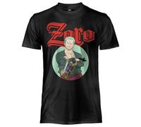 One Piece T-Shirt Zoro, offizielles Unisex-T-Shirt aus Baumwolle, für Erwachsene und Jungen, Schwarz , Large