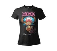 One Piece Tony Chopper T-Shirt Damen Strohhut Offizielles T-Shirt mit Frontdruck., Schwarz , Medium