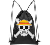 One Piece Turnbeutel Schwarz, Drawstring Bag, Beutel Rucksack Kinder mit Kordeln, Sporttasche Kinder Jungen, Anime Geschenk