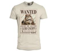 One Piece - Usopp Wanted Poster - T Shirt Herren Damen und Jungen. Offizielles Anime Baumwollshirt. 500 Millionen Berry Kopfgeld. Geschenkidee für Fans