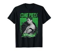 One Piece Zoro Etched Portrait T-Shirt - Herren, Schwarz, S, Kurzarm, Klassische Passform, Unisex, Polyester, Crew-Kragen, Short Sleeves, One Piece Fans, Teenage Boys