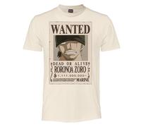 One Piece - Zoro Wanted Poster - T-Shirt Herren Damen und Jungen - Offizielles Anime T-Shirt aus Baumwolle - Belohnung von 1.111 Millionen Berry, T-Shirt Geschenkidee Fan, beige, Large